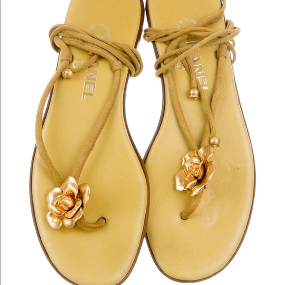 100% Authentic Chanel Camellia Suede Sandals - Picture 2 of 8